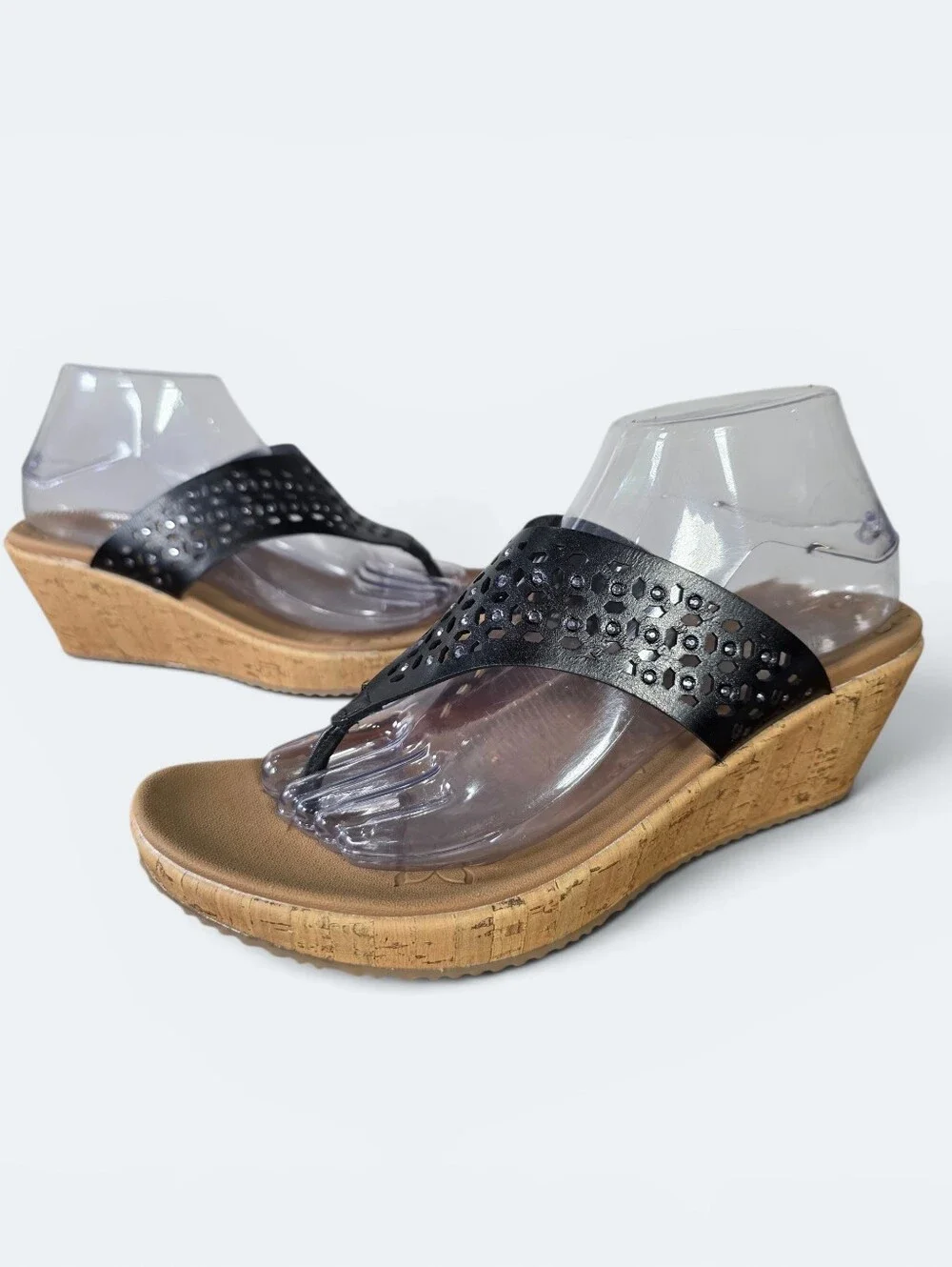 Skechers Cali Beverlee Pier Stroll Wedge Sandals Black Size 10 Like New